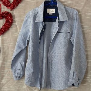 Light Blue Patterned Button-Up Shirt